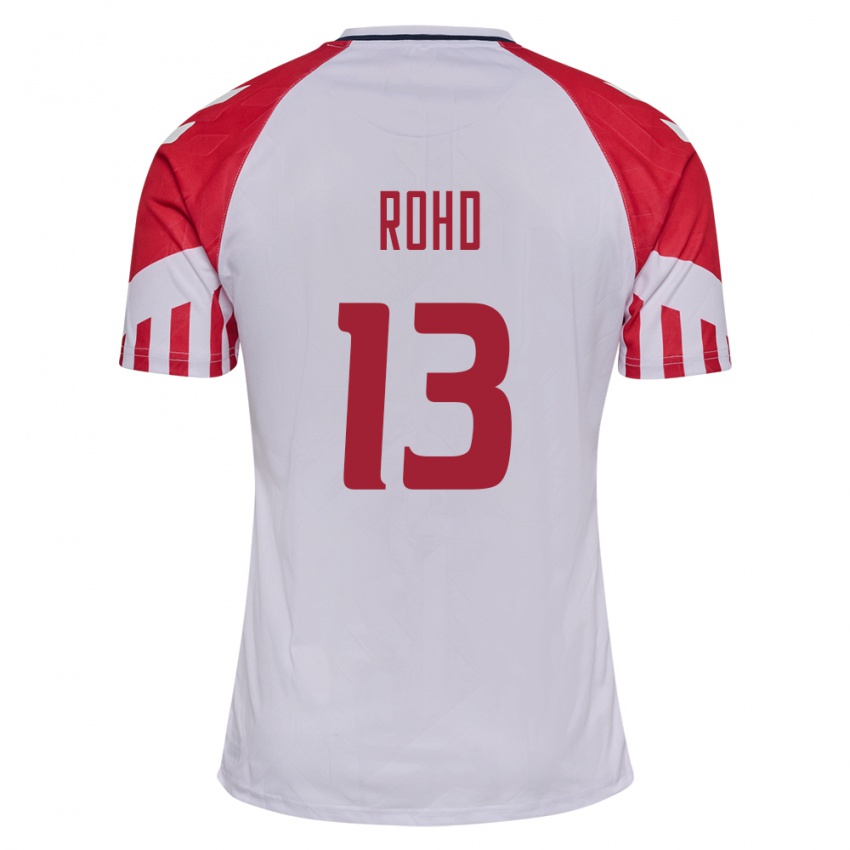 Hombre Camiseta Dinamarca Emil Rohd #13 Blanco 2ª Equipación 24-26 La Camisa