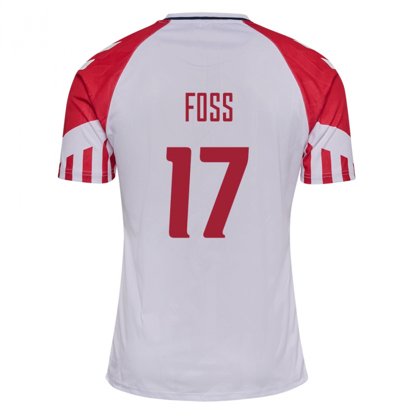 Hombre Camiseta Dinamarca Jonathan Foss #17 Blanco 2ª Equipación 24-26 La Camisa