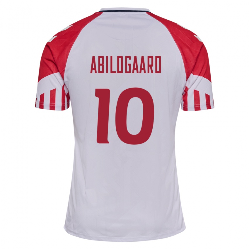 Hombre Camiseta Dinamarca Lasse Abildgaard #10 Blanco 2ª Equipación 24-26 La Camisa