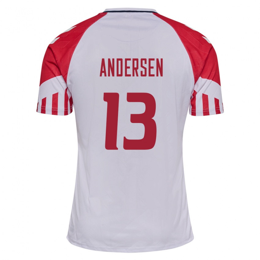 Hombre Camiseta Dinamarca Frej Andersen #13 Blanco 2ª Equipación 24-26 La Camisa
