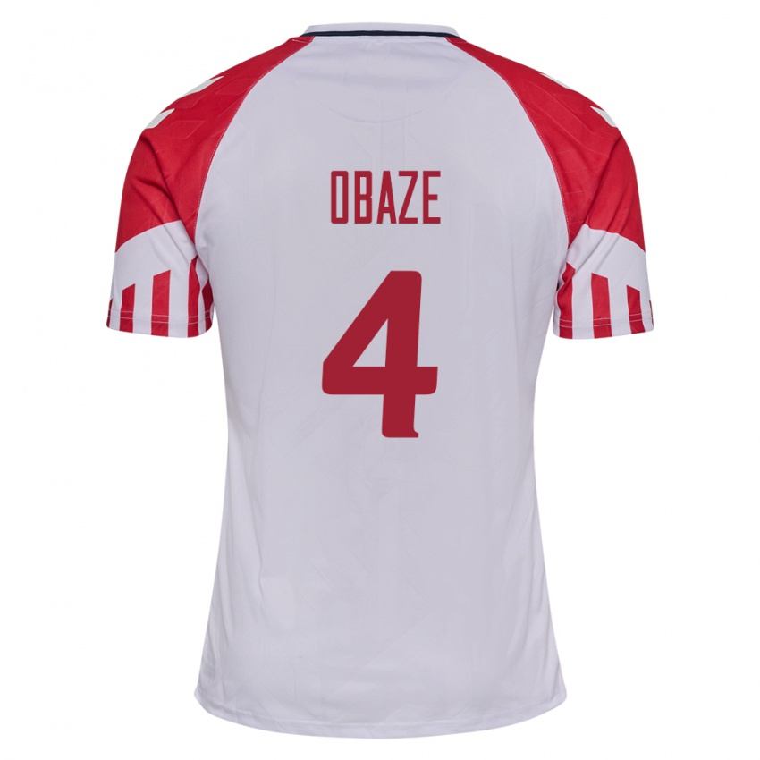 Hombre Camiseta Dinamarca Isabella Obaze #4 Blanco 2ª Equipación 24-26 La Camisa
