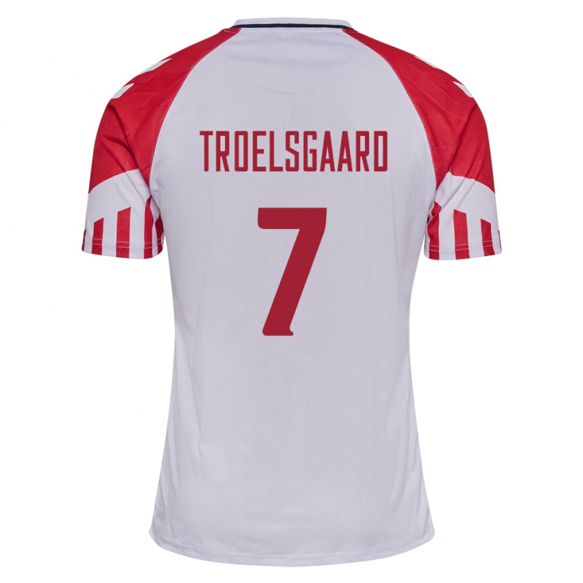 Hombre Camiseta Dinamarca Sanne Troelsgaard #7 Blanco 2ª Equipación 24-26 La Camisa