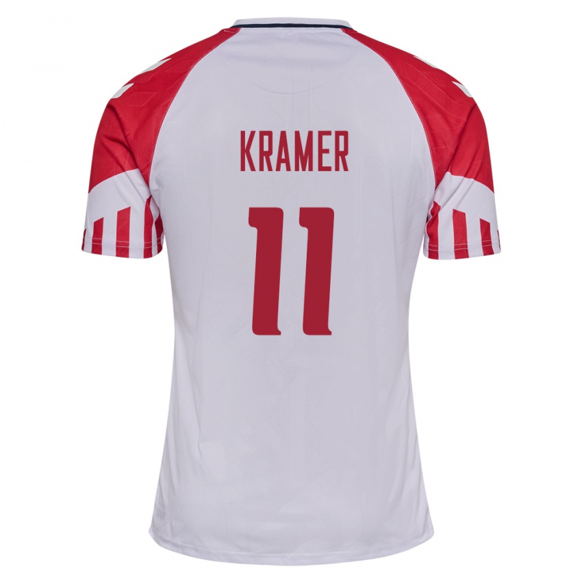 Hombre Camiseta Dinamarca Cornelia Kramer #11 Blanco 2ª Equipación 24-26 La Camisa