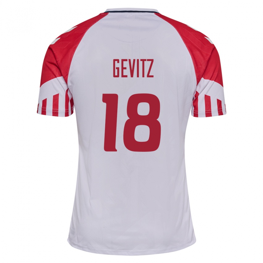 Hombre Camiseta Dinamarca Luna Gevitz #18 Blanco 2ª Equipación 24-26 La Camisa