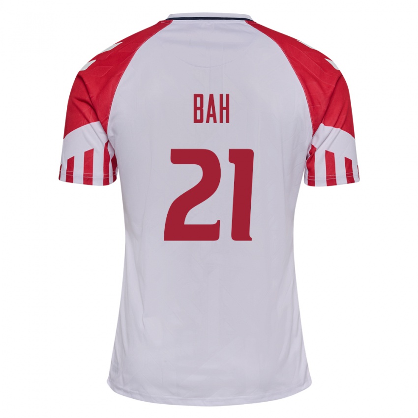 Hombre Camiseta Dinamarca Alexander Bah #21 Blanco 2ª Equipación 24-26 La Camisa