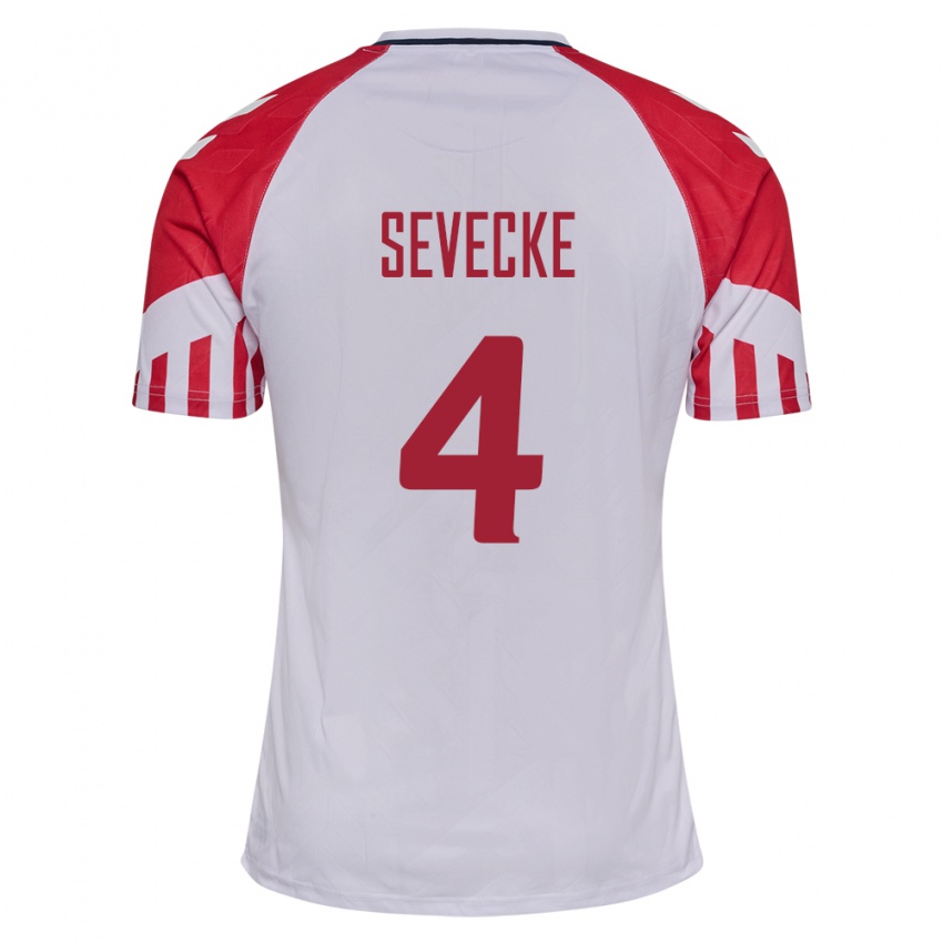 Hombre Camiseta Dinamarca Rikke Sevecke #4 Blanco 2ª Equipación 24-26 La Camisa