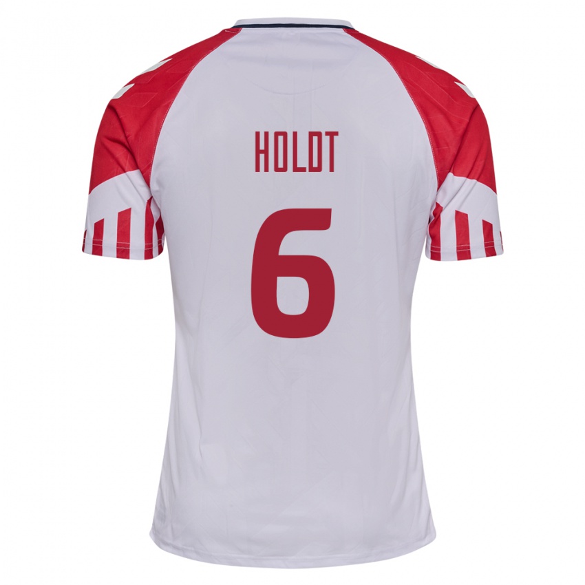 Hombre Camiseta Dinamarca Olivia Holdt #6 Blanco 2ª Equipación 24-26 La Camisa