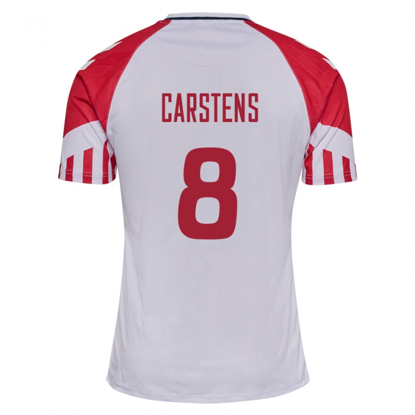 Hombre Camiseta Dinamarca Signe Carstens #8 Blanco 2ª Equipación 24-26 La Camisa