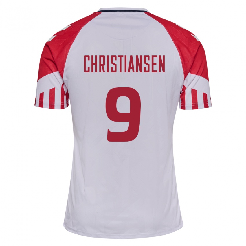 Hombre Camiseta Dinamarca Nanna Christiansen #9 Blanco 2ª Equipación 24-26 La Camisa