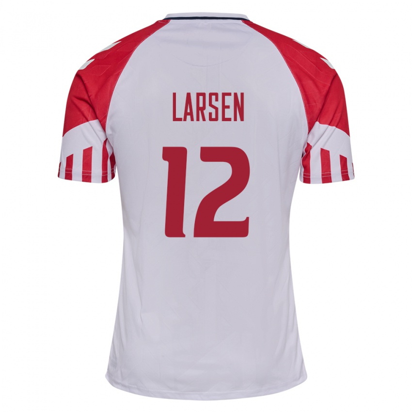 Hombre Camiseta Dinamarca Stine Larsen #12 Blanco 2ª Equipación 24-26 La Camisa