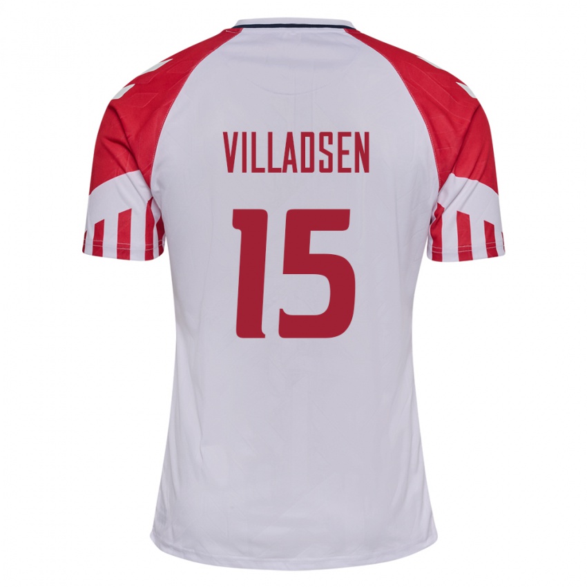 Hombre Camiseta Dinamarca Oliver Villadsen #15 Blanco 2ª Equipación 24-26 La Camisa