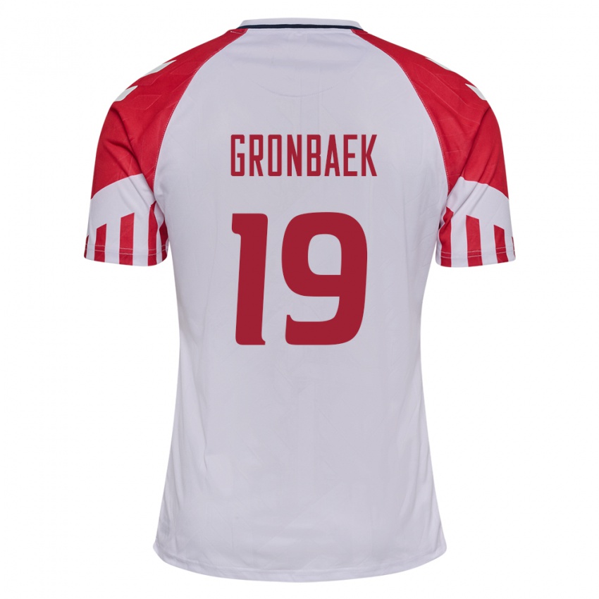 Hombre Camiseta Dinamarca Albert Gronbaek #19 Blanco 2ª Equipación 24-26 La Camisa