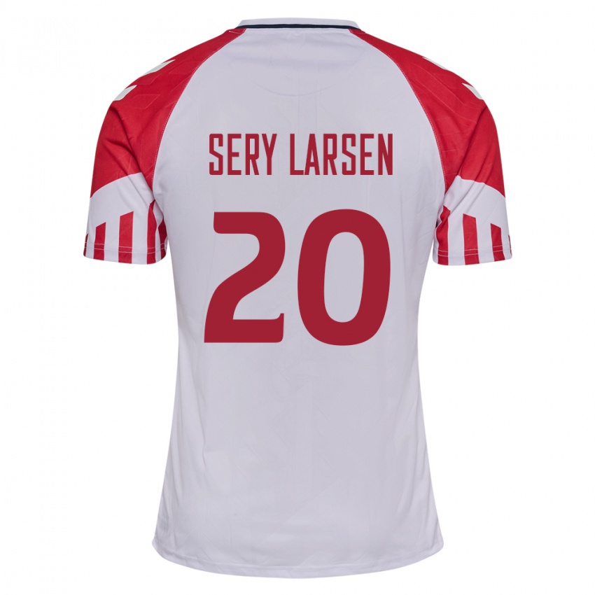 Hombre Camiseta Dinamarca Japhet Sery Larsen #20 Blanco 2ª Equipación 24-26 La Camisa