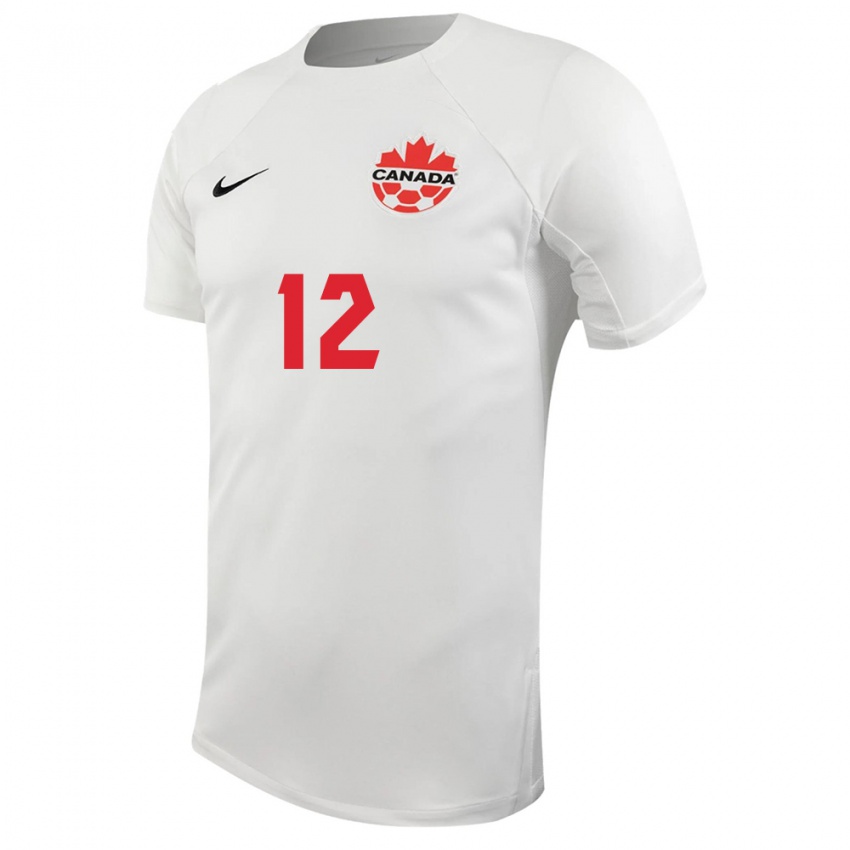 Hombre Camiseta Canadá Luc De Fougerolles #12 Blanco 2ª Equipación 24-26 La Camisa