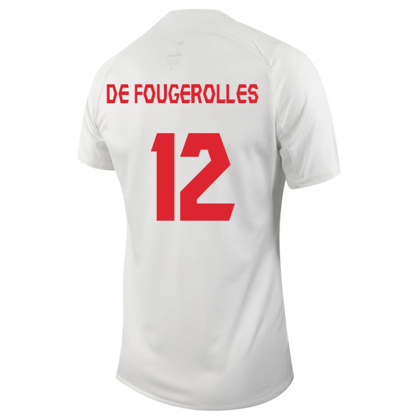 Hombre Camiseta Canadá Luc De Fougerolles #12 Blanco 2ª Equipación 24-26 La Camisa
