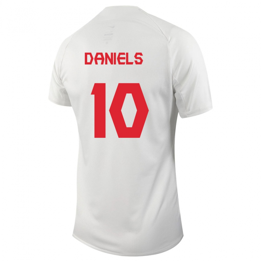 Hombre Camiseta Canadá Aidan Daniels #10 Blanco 2ª Equipación 24-26 La Camisa