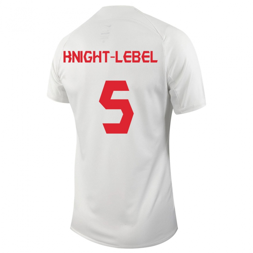Hombre Camiseta Canadá Jamie Knight Lebel #5 Blanco 2ª Equipación 24-26 La Camisa