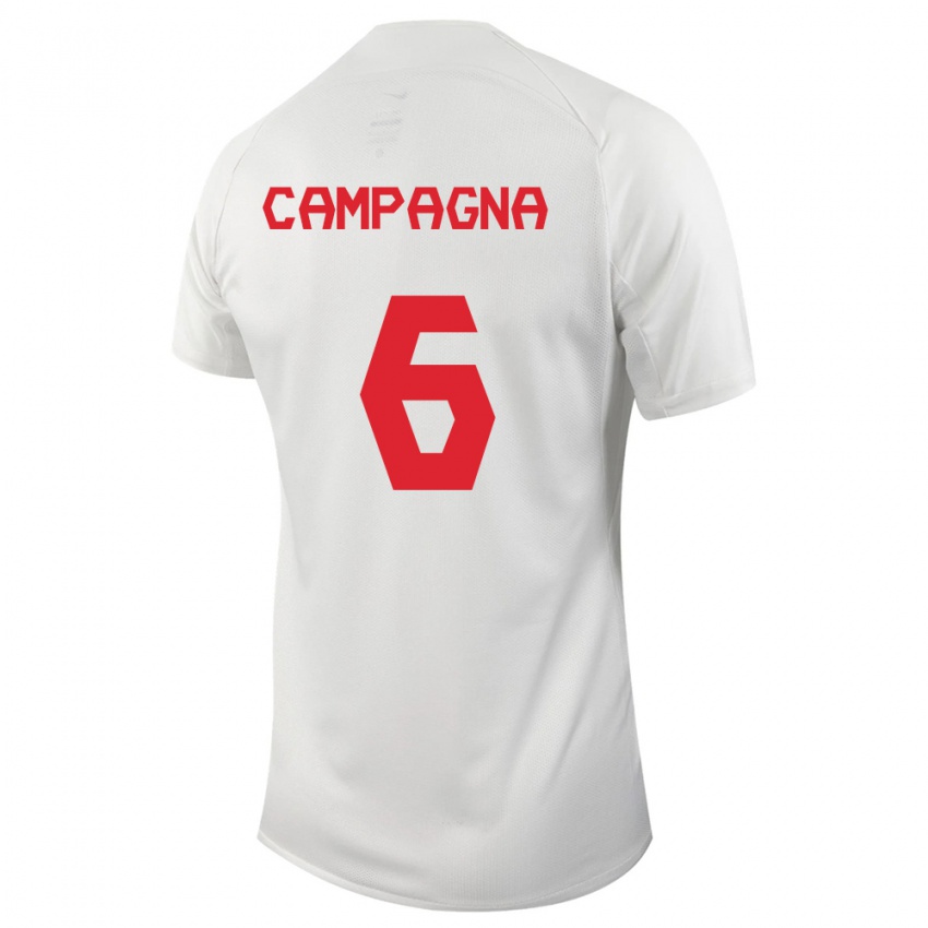 Hombre Camiseta Canadá Matteo Campagna #6 Blanco 2ª Equipación 24-26 La Camisa