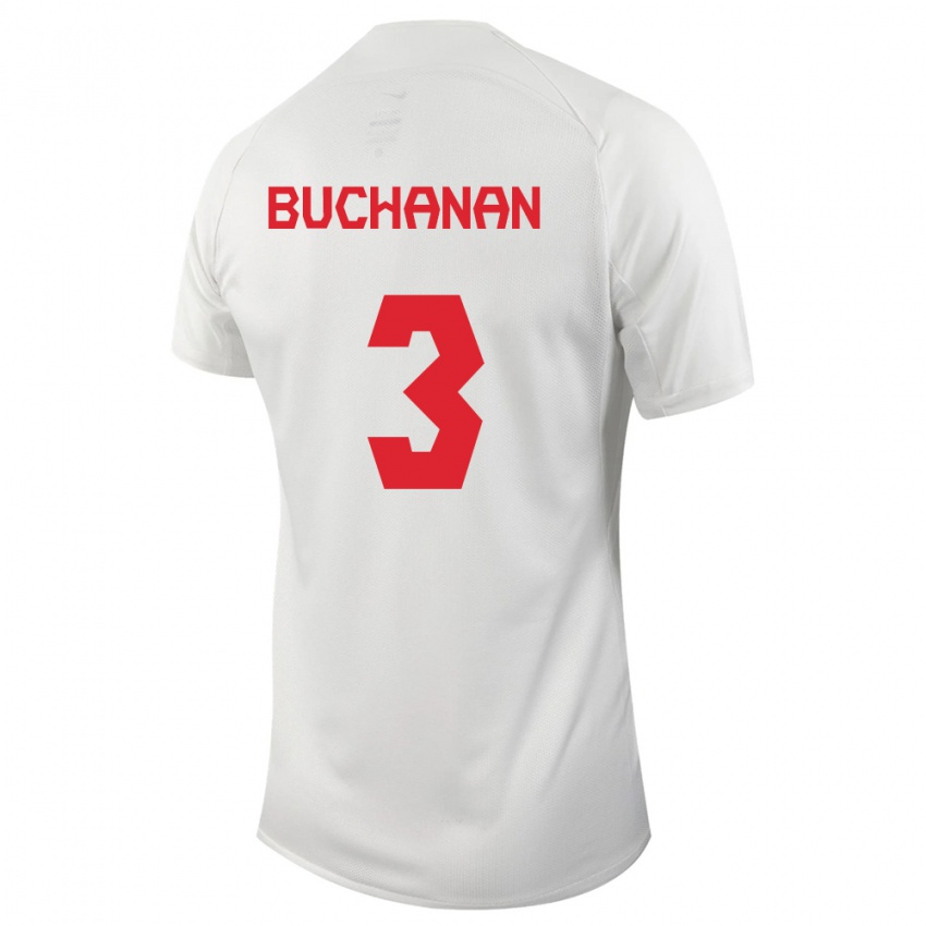 Hombre Camiseta Canadá Kadeisha Buchanan #3 Blanco 2ª Equipación 24-26 La Camisa