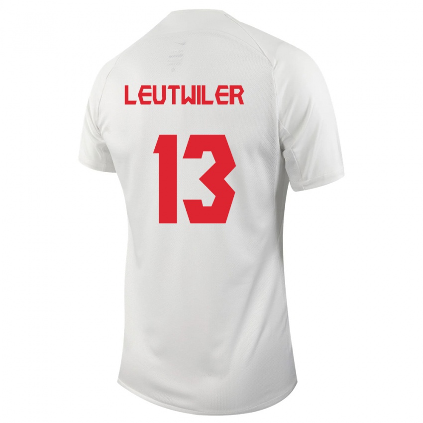 Hombre Camiseta Canadá Jayson Leutwiler #13 Blanco 2ª Equipación 24-26 La Camisa