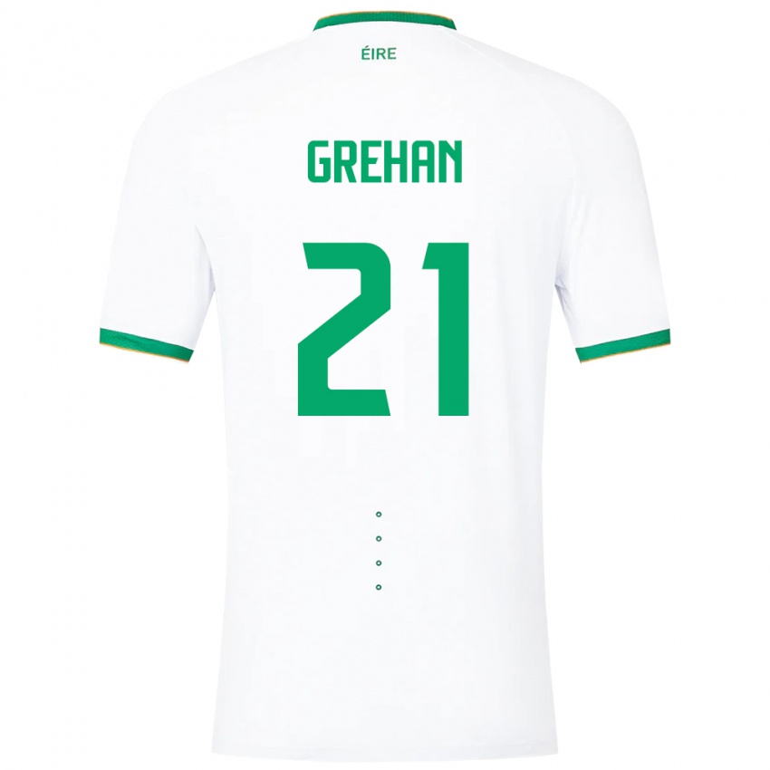 Hombre Camiseta Irlanda Sean Grehan #21 Blanco 2ª Equipación 24-26 La Camisa