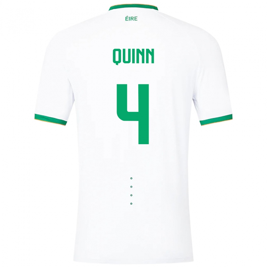 Hombre Camiseta Irlanda Louise Quinn #4 Blanco 2ª Equipación 24-26 La Camisa