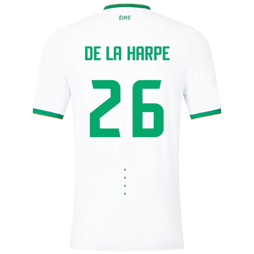 Hombre Camiseta Irlanda Deborah-Anne De La Harpe #26 Blanco 2ª Equipación 24-26 La Camisa
