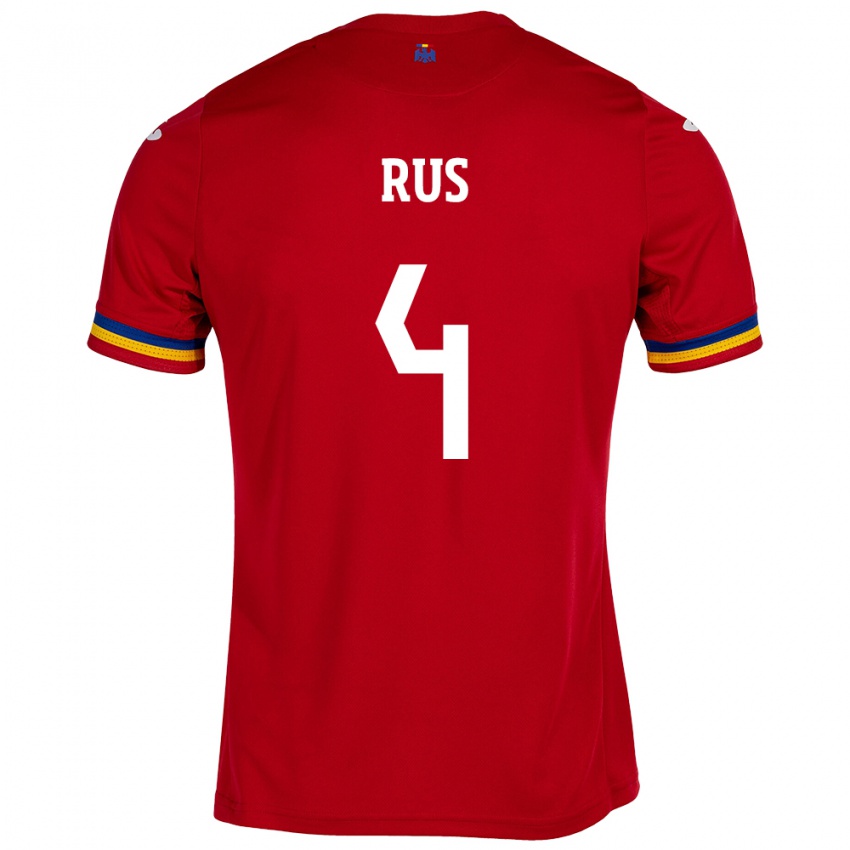 Hombre Camiseta Rumania Adrian Rus #4 Rojo 2ª Equipación 24-26 La Camisa