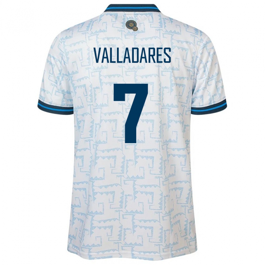 Hombre Camiseta El Salvador Jefferson Valladares #7 Blanco 2ª Equipación 24-26 La Camisa