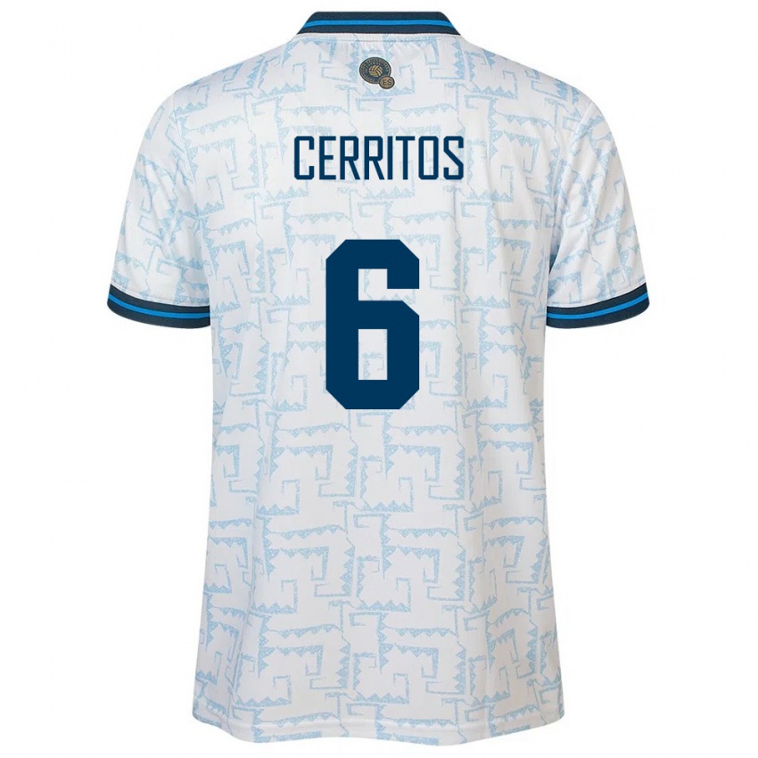 Hombre Camiseta El Salvador Mauricio Cerritos #6 Blanco 2ª Equipación 24-26 La Camisa