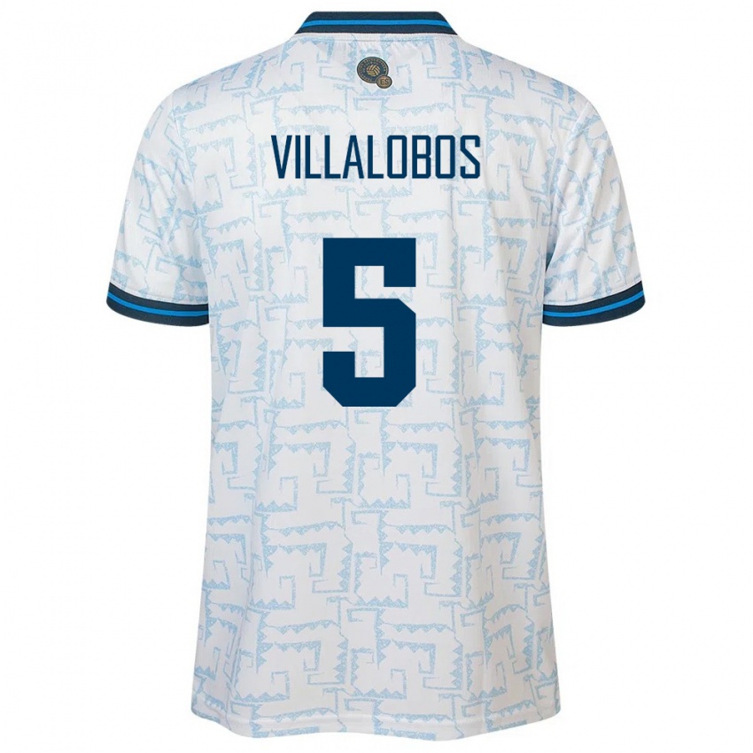 Hombre Camiseta El Salvador Kristian Villalobos #5 Blanco 2ª Equipación 24-26 La Camisa