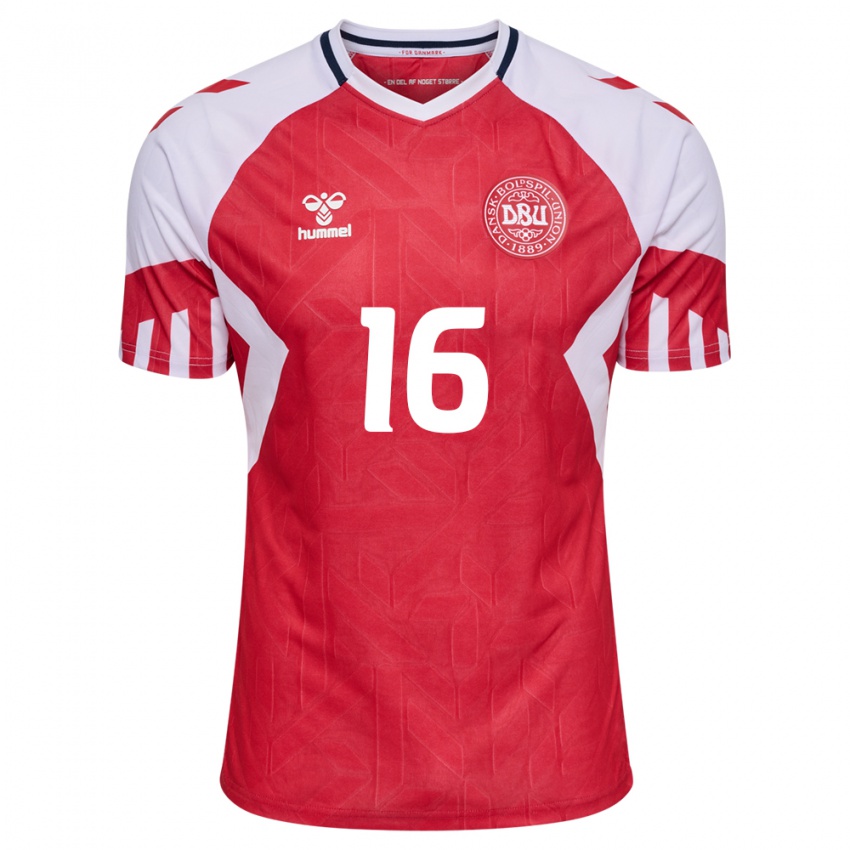 Mujer Camiseta Dinamarca Andreas Jungdal #16 Rojo 1ª Equipación 24-26 La Camisa