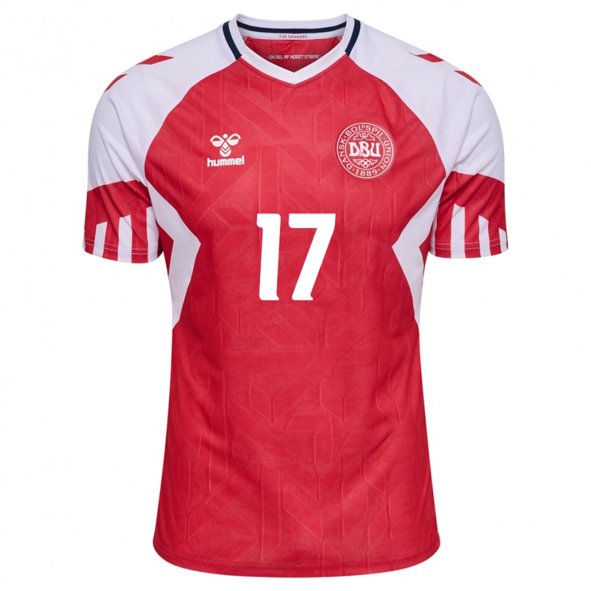 Mujer Camiseta Dinamarca Jens Stryger Larsen #17 Rojo 1ª Equipación 24-26 La Camisa