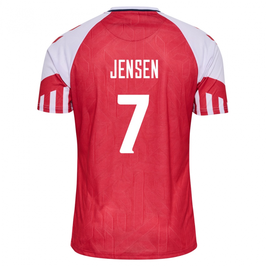 Mujer Camiseta Dinamarca Mathias Jensen #7 Rojo 1ª Equipación 24-26 La Camisa