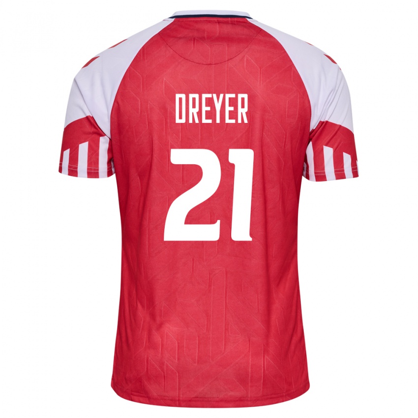 Mujer Camiseta Dinamarca Anders Dreyer #21 Rojo 1ª Equipación 24-26 La Camisa