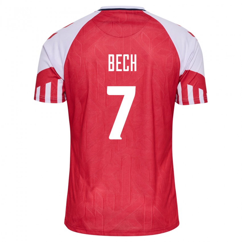 Mujer Camiseta Dinamarca Tobias Bech #7 Rojo 1ª Equipación 24-26 La Camisa