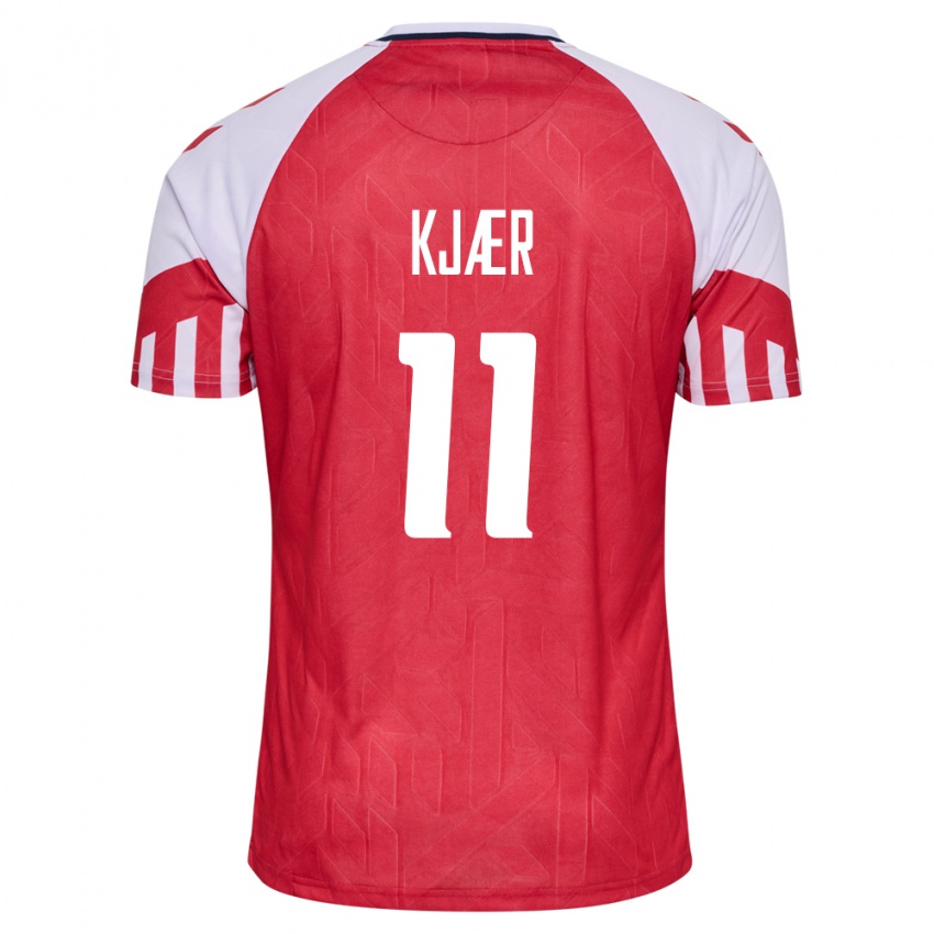 Mujer Camiseta Dinamarca Jeppe Kjær #11 Rojo 1ª Equipación 24-26 La Camisa