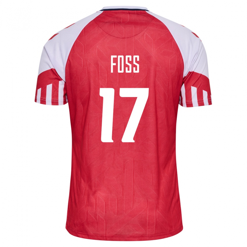 Mujer Camiseta Dinamarca Jonathan Foss #17 Rojo 1ª Equipación 24-26 La Camisa