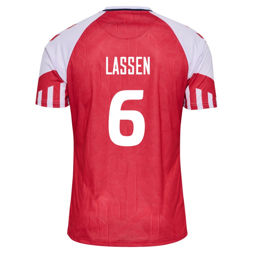 Mujer Camiseta Dinamarca Noah Lassen #6 Rojo 1ª Equipación 24-26 La Camisa