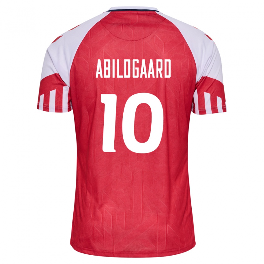 Mujer Camiseta Dinamarca Lasse Abildgaard #10 Rojo 1ª Equipación 24-26 La Camisa
