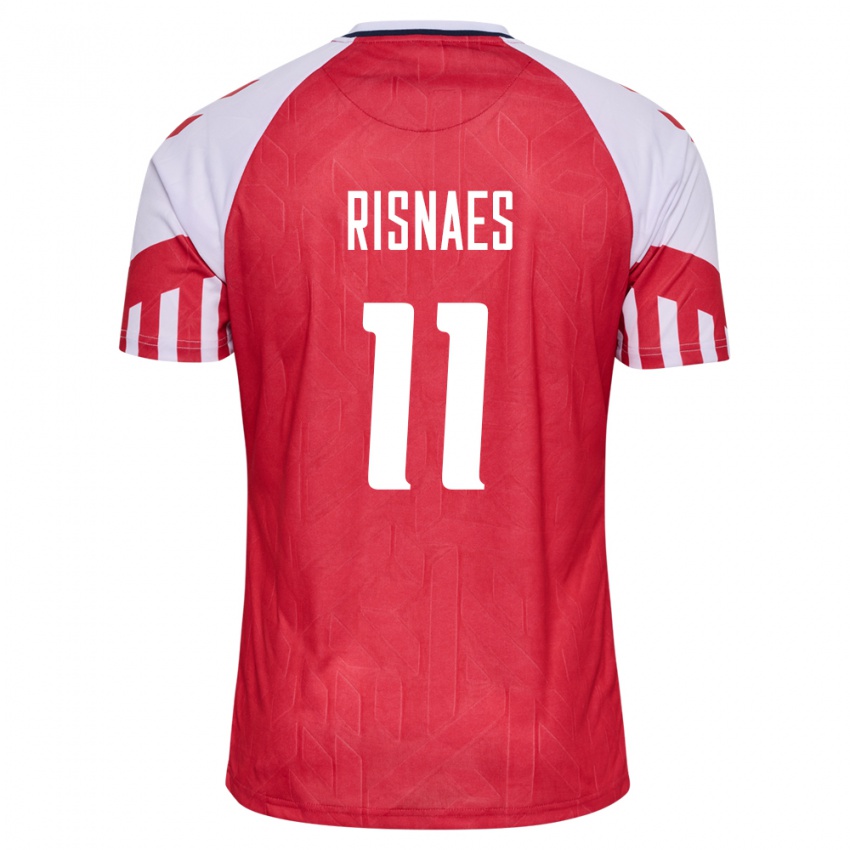 Mujer Camiseta Dinamarca Roberto Risnaes #11 Rojo 1ª Equipación 24-26 La Camisa