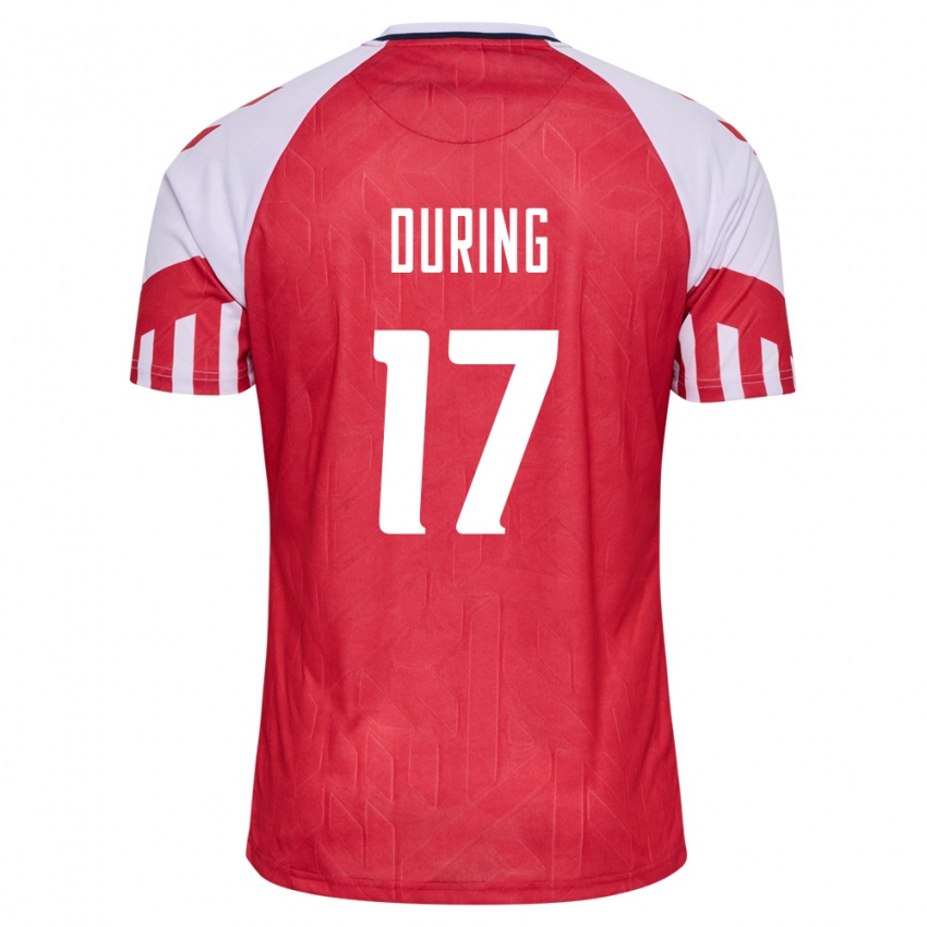 Mujer Camiseta Dinamarca Rasmus Düring #17 Rojo 1ª Equipación 24-26 La Camisa