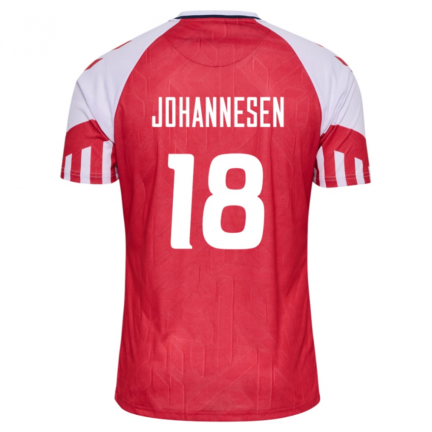 Mujer Camiseta Dinamarca Sofus Johannesen #18 Rojo 1ª Equipación 24-26 La Camisa