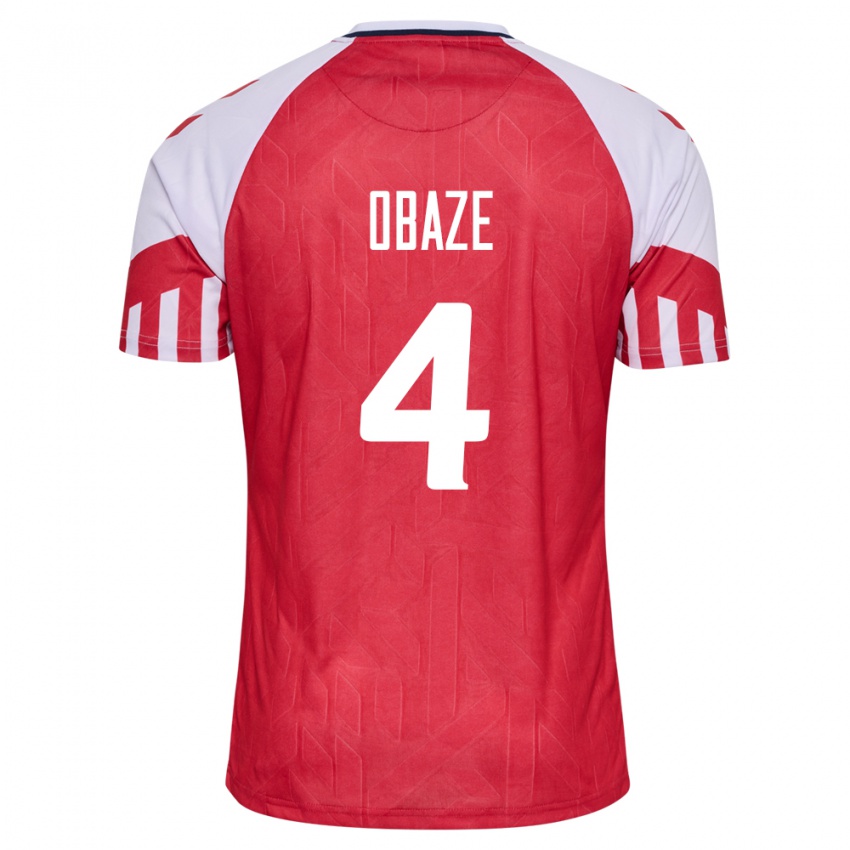 Mujer Camiseta Dinamarca Isabella Obaze #4 Rojo 1ª Equipación 24-26 La Camisa