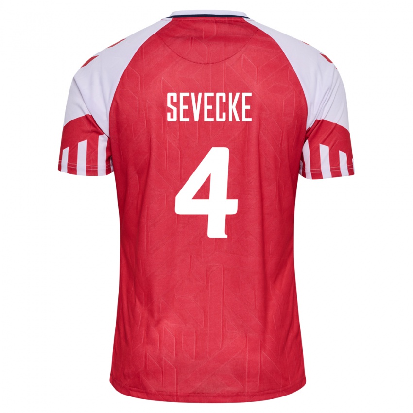 Mujer Camiseta Dinamarca Rikke Sevecke #4 Rojo 1ª Equipación 24-26 La Camisa