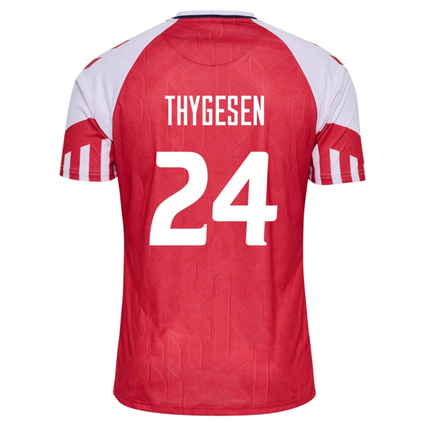 Mujer Camiseta Dinamarca Sarah Thygesen #24 Rojo 1ª Equipación 24-26 La Camisa