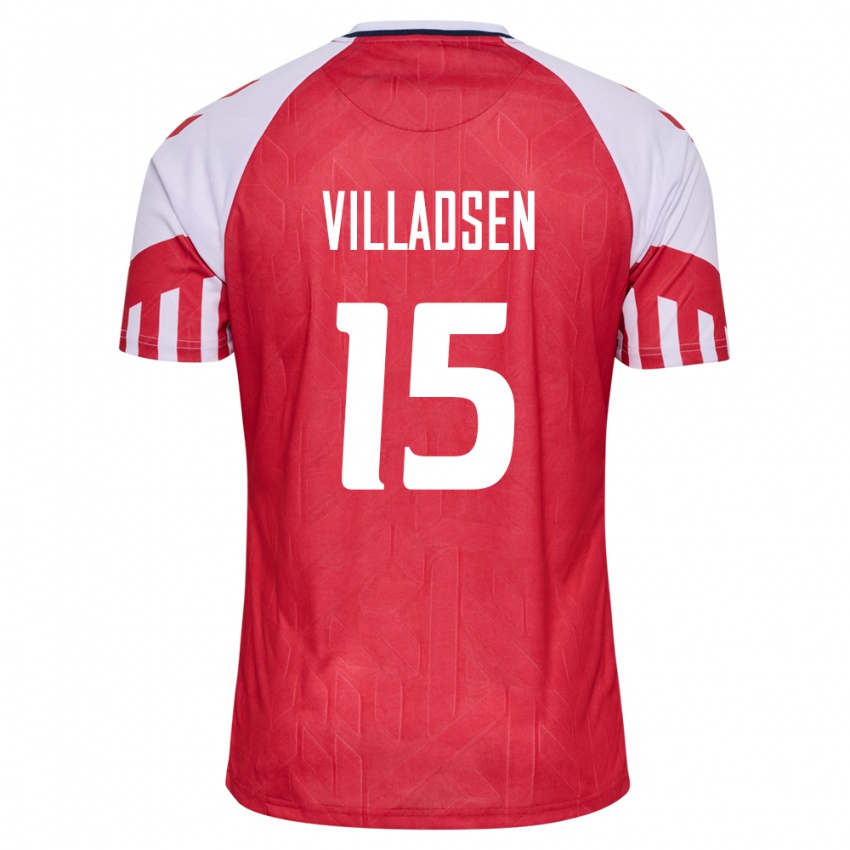 Mujer Camiseta Dinamarca Oliver Villadsen #15 Rojo 1ª Equipación 24-26 La Camisa