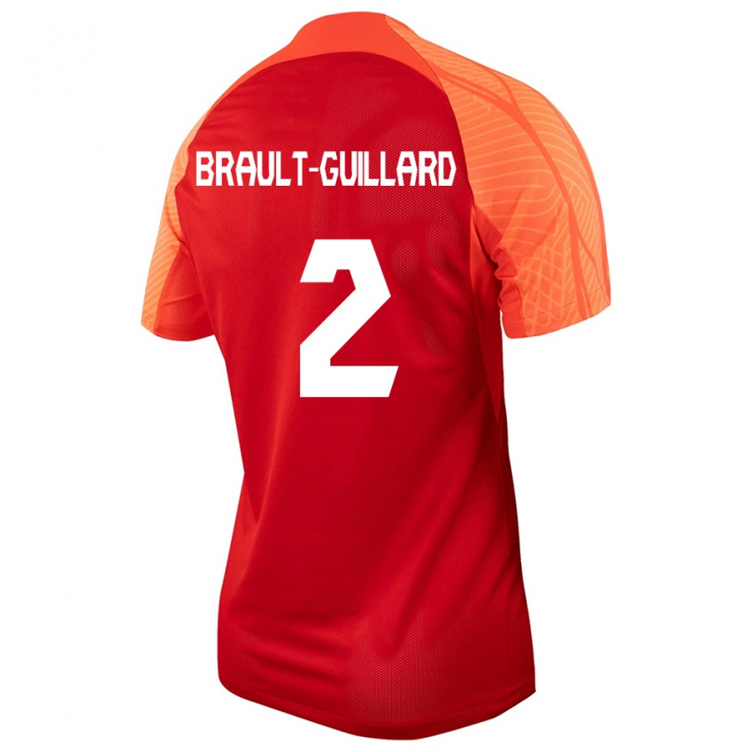 Mujer Camiseta Canadá Zachary Brault-Guillard #2 Naranja 1ª Equipación 24-26 La Camisa