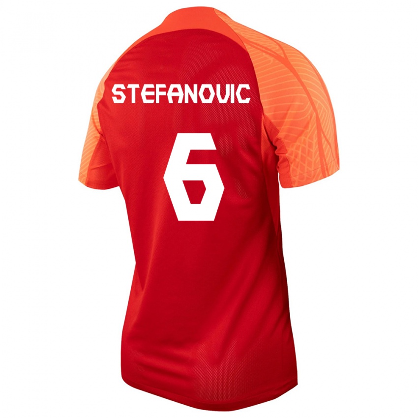 Mujer Camiseta Canadá Lazar Stefanovic #6 Naranja 1ª Equipación 24-26 La Camisa