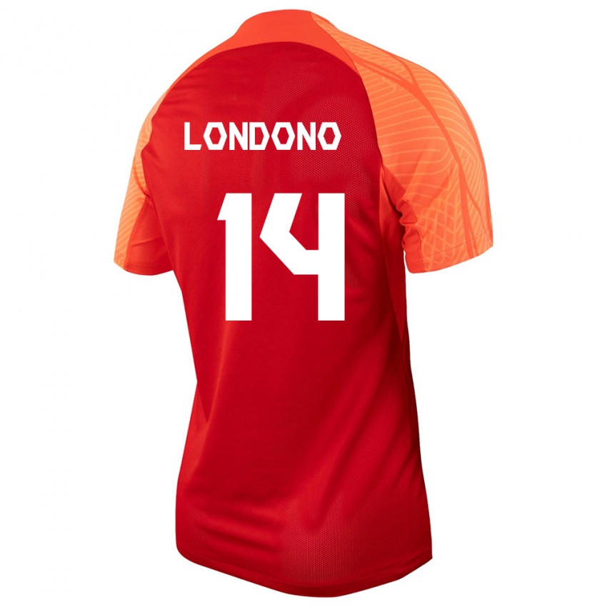 Mujer Camiseta Canadá Tyler Londono #14 Naranja 1ª Equipación 24-26 La Camisa